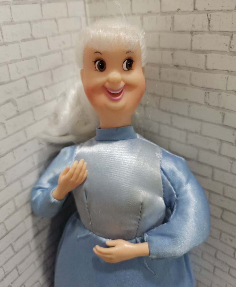 Disney Store Cinderella Fairy Godmother Doll Vinyl Face Soft Body 10" Retired